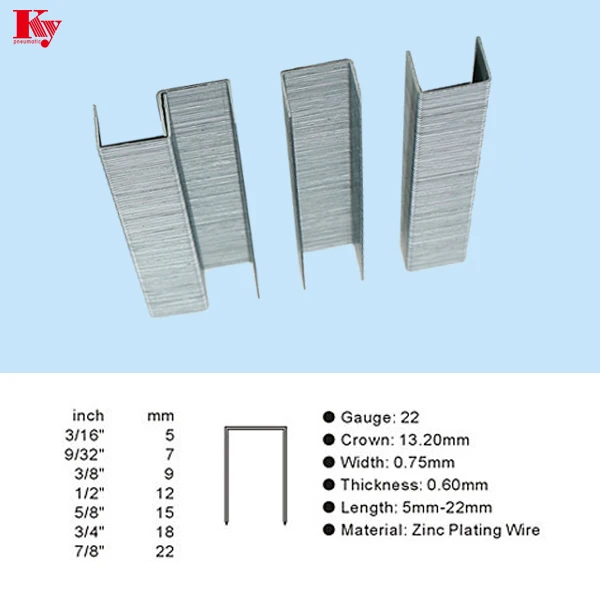 Gauge 22 Galvanized Wire Staple Furniture Staple 12F Series 1210F