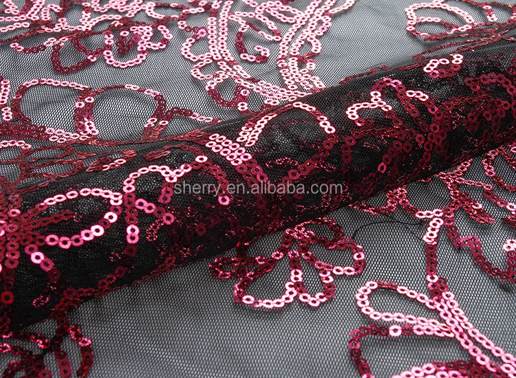 china manufactory 10 years experience metallic knitted sequin tulle metallic fabric