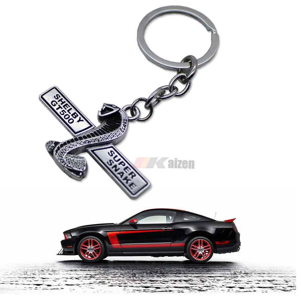 Silver Finish Snake Metal Key Chain Fob Ring Keychain For Mustang GT 500 Cobra