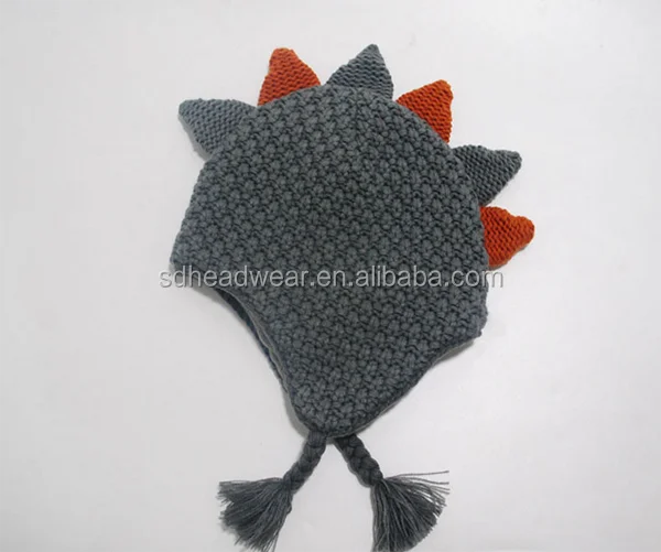 lovely cartoon handmade Baby Hats dinosaur crochet beanie with earflap