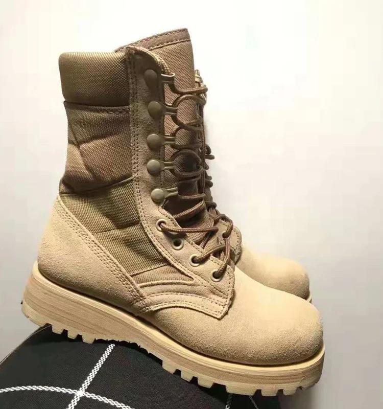 Tactical Rubber with EVA outsole boots,men boots beige combat shoes boots for hiking