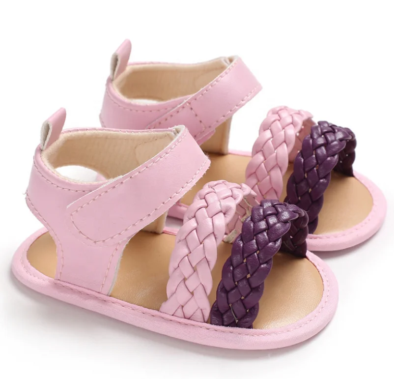 In stock small MOQ fast delivery  baby girl soft sole Pu sandal  baby shoes bulk