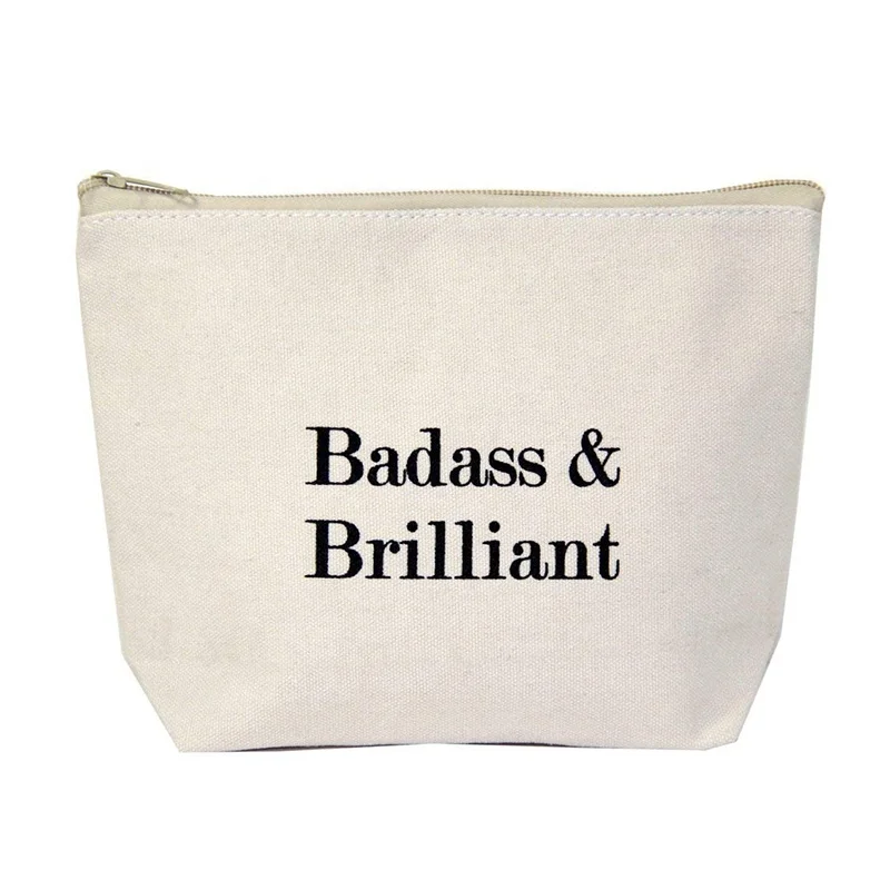 100%pure cotton Canvas Pencil Pouch Zipped Pencil Case Cute Make Up Bag