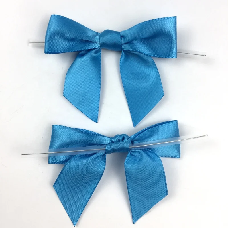 Factory Professional Make Gift Satin Ribbon Bow  With Wire Twist Tie