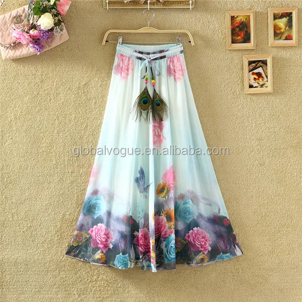 Korean summer chiffon lace dress,large bust dress ink printing fairy skirt