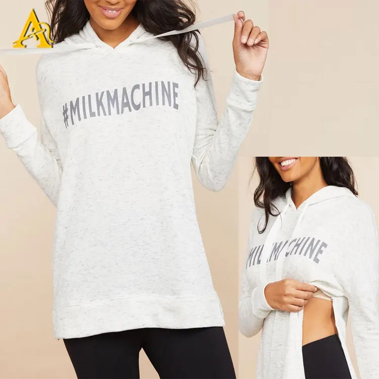 
Custom Nursing Hoodies Women Maternity Wear Hooded Sweater Breastfeeding Hoodie with Side Zipper 