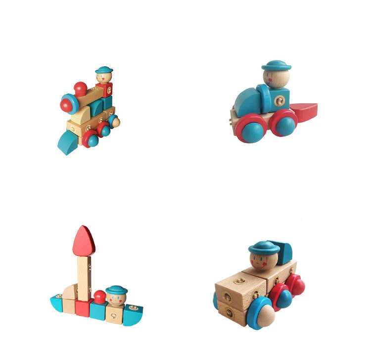 Обучающие многофункциональные деревянные строительные блоки для деформации воображения Интеллектуальный Робот 3D головоломка Робот игрушки для детей