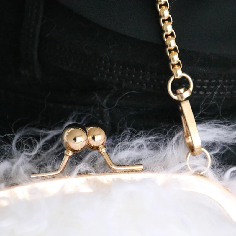 Real mongolian lamb hair bags for women girl fashion fur purse clutch