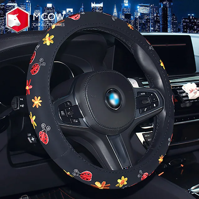 
Fashion Embroidery Design Gril Auto Wrap Steering Wheel Cover For Car Accessories 