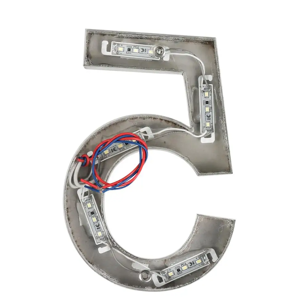 
LED Digital House Number Personalized Large Black and Blue Modern Address Number Sign 