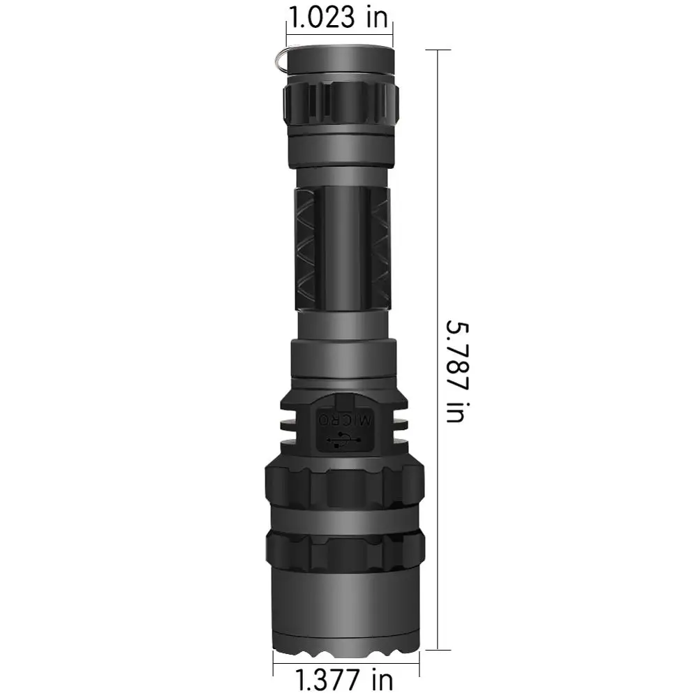 new  1000 Lumen Handheld Flashlight LED XM-L2 Water Resistant Camping Torch Tactical Flashlight with USB Charger Cable