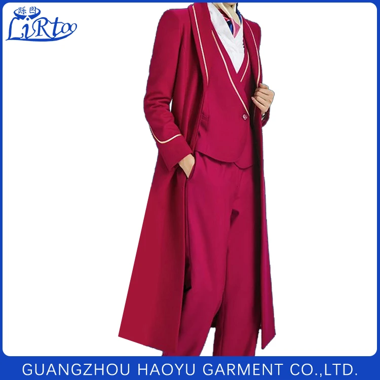 Stylish and elegant flight attendant coat oem air hostess uniform trench coat for ladies