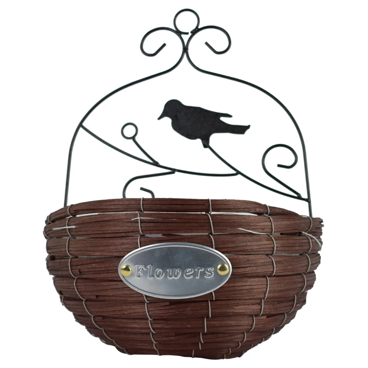 Новый дизайн ивовая декоративная комнатная подвесная корзина для цветов с ручкой