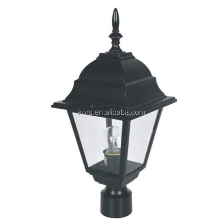 Outdoor Post Top Light Pole Mount Driveway Lighting Garden Porch Yard Fixture Black Lantern Lamp