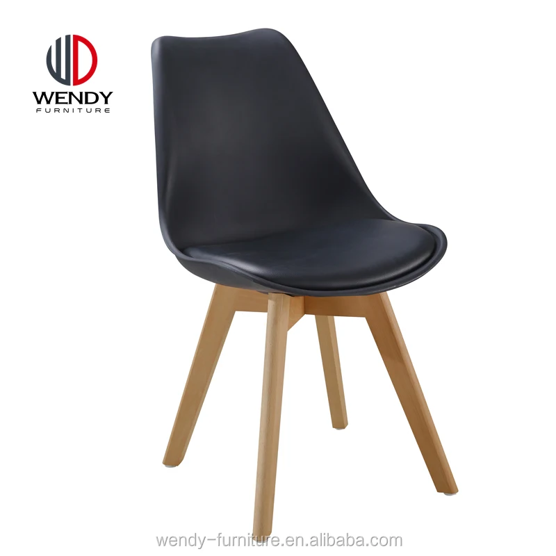 Новый дизайн во Франции, Польше, оптовая продажа, дешевый мягкий пластиковый стул с подушкой и деревянными ножками