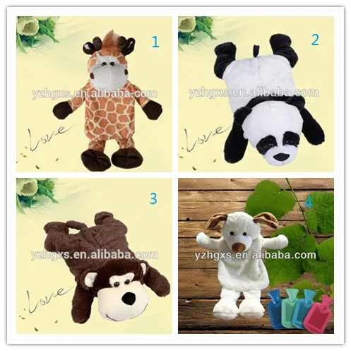 Warm Christmas Gifts Lifelike Plush Panda Deer Dog Monkey Animal Hot Water Bag Pillow for Indoor and Travel