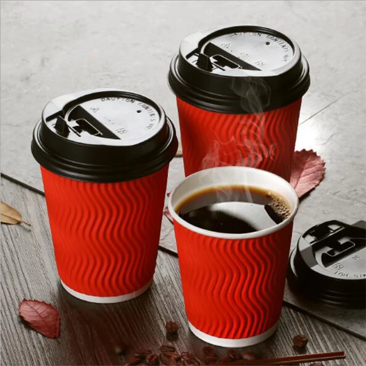 Eco friendly Disposable Pla Lined  Paper Coffee Cup With Lid