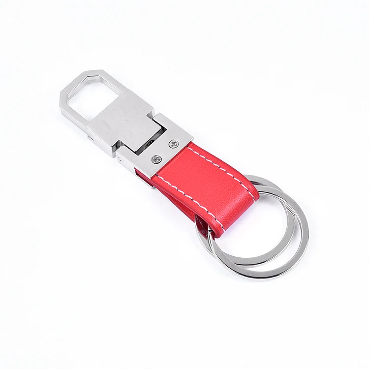 Custom leather key chain metal clip, metal keychain clips leather