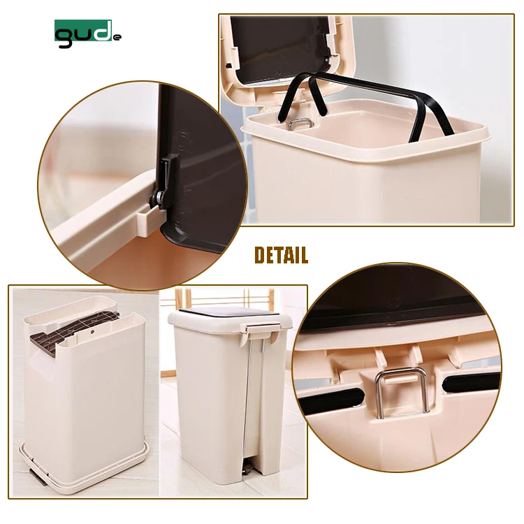 china supplier 10l household dual purpose pressing type trash can with pedal dustbin waste bin