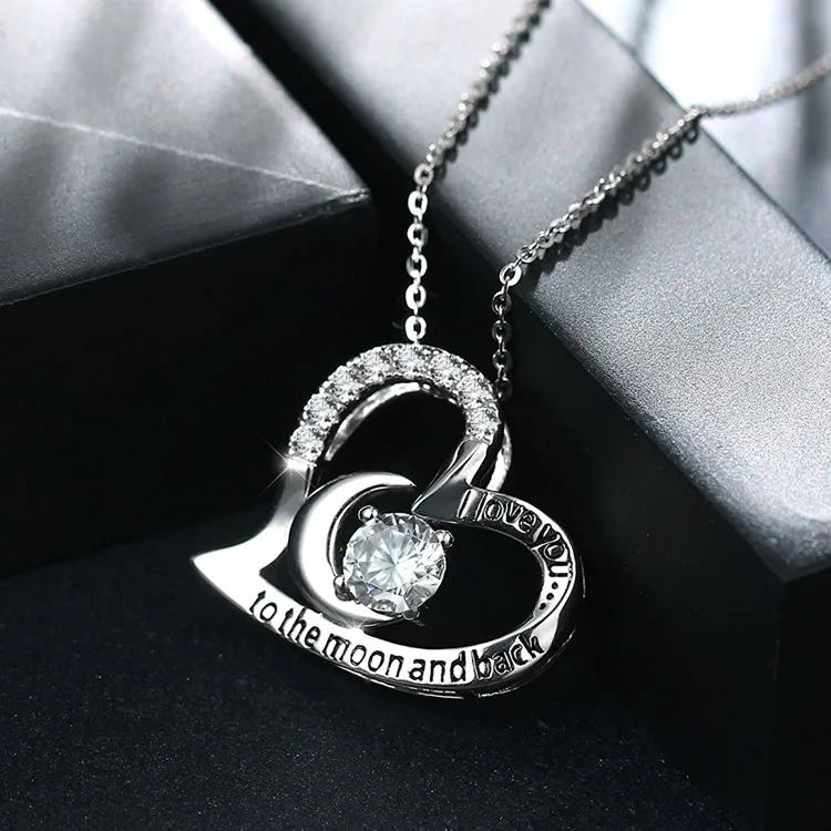 Ожерелье с подвеской из серебра 925 пробы с надписью «I love you to the moon and back»