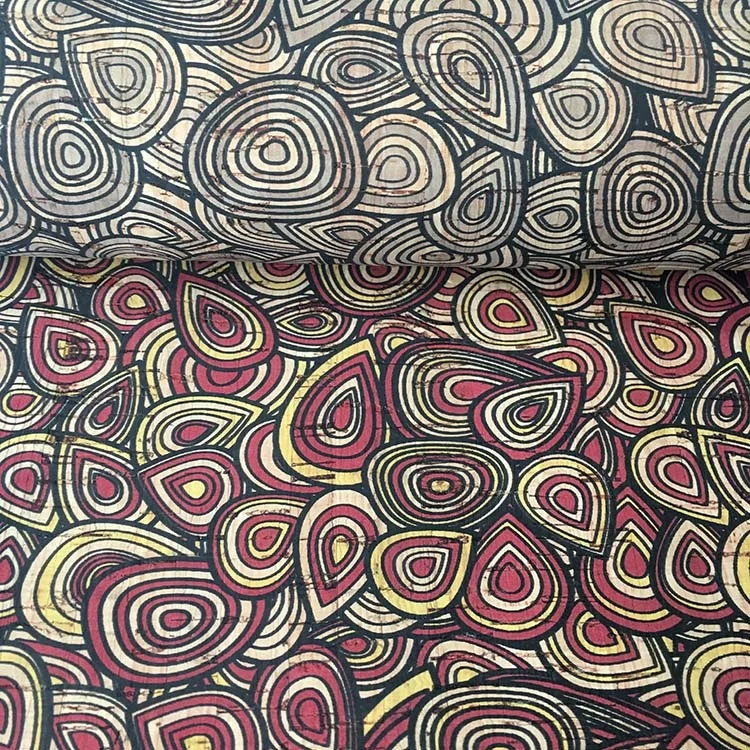 high quality new colorful  printed Natural cork leather Fabric patterned with candy