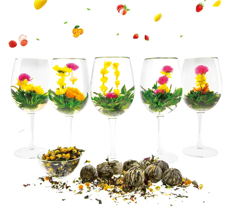 Органические чайные шарики, Серебряная игла, сказочный цветок лилии, цветущий жасмин, золотой цветок камелии, чайный цветок, цветущий горшок, Подарочная коробка, набор