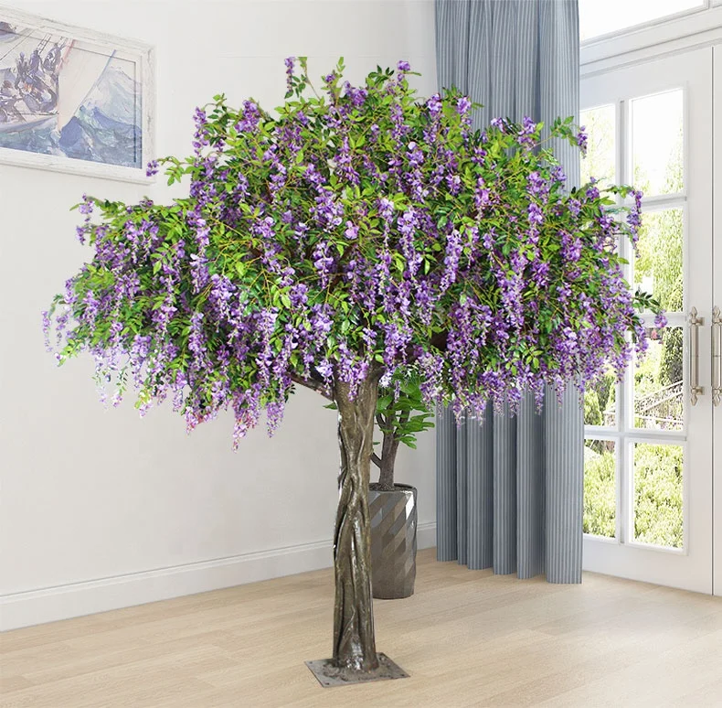 Wholesale best design indoor decorative artificial silk wisteria wedding wishing tree