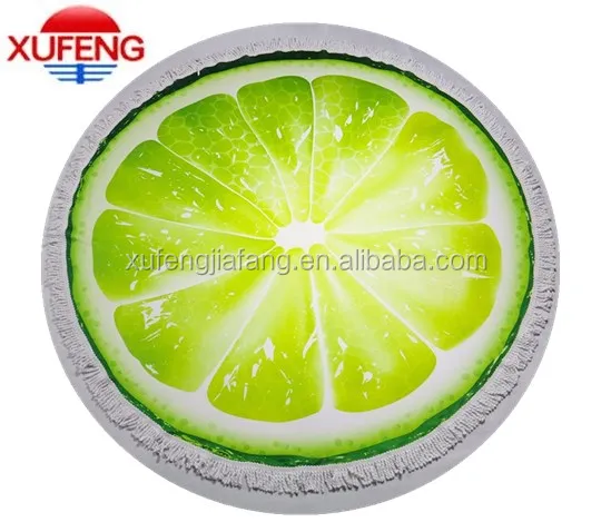 
Promotional Summer Fruit print Colorful 100% cotton Round Beach Towels 