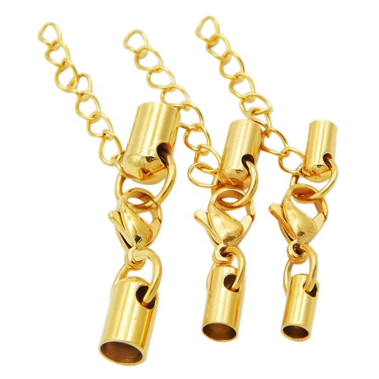 Sini Jewelry Jewelry accessory sold stainless steel cord ends caps with lobster claw clasp barrel bracelet clasp