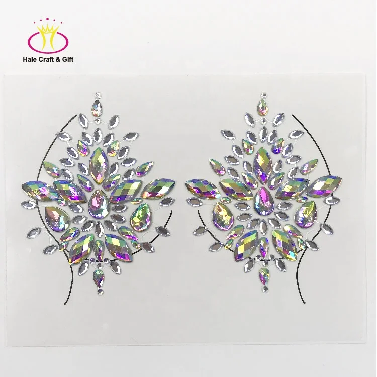 Glitter Rhinestone Crystal Stick On Face Body Art Nipple Jewels Chest Gems Tattoo Sticker