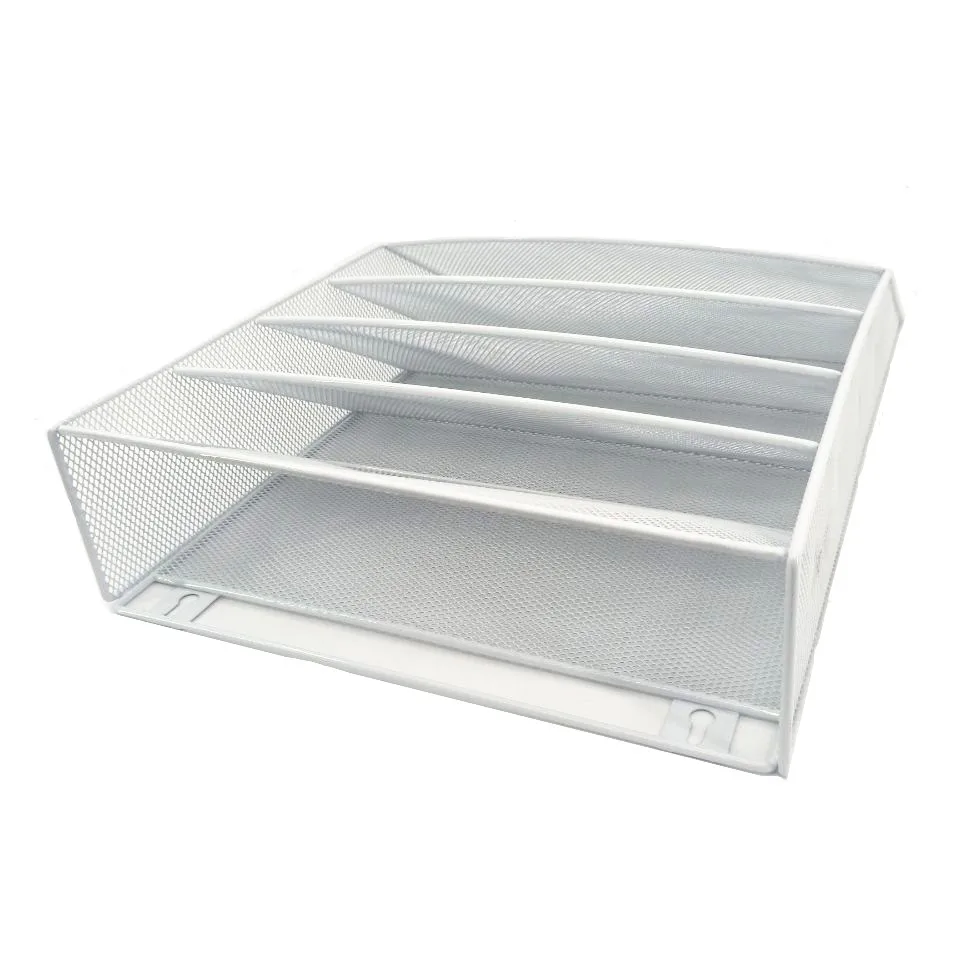 Amazon hot sale wideny powder coated stationery office school supply 5 tier metal mesh iron steel table desk wall file organizer