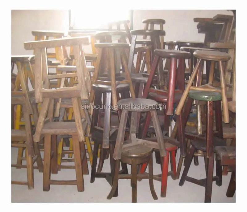 Chinese antique vintage rustic natural original recycle wood stool