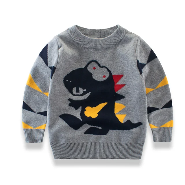 
2018 new design Dinosaur kids wool knit pullover boys sweaters 