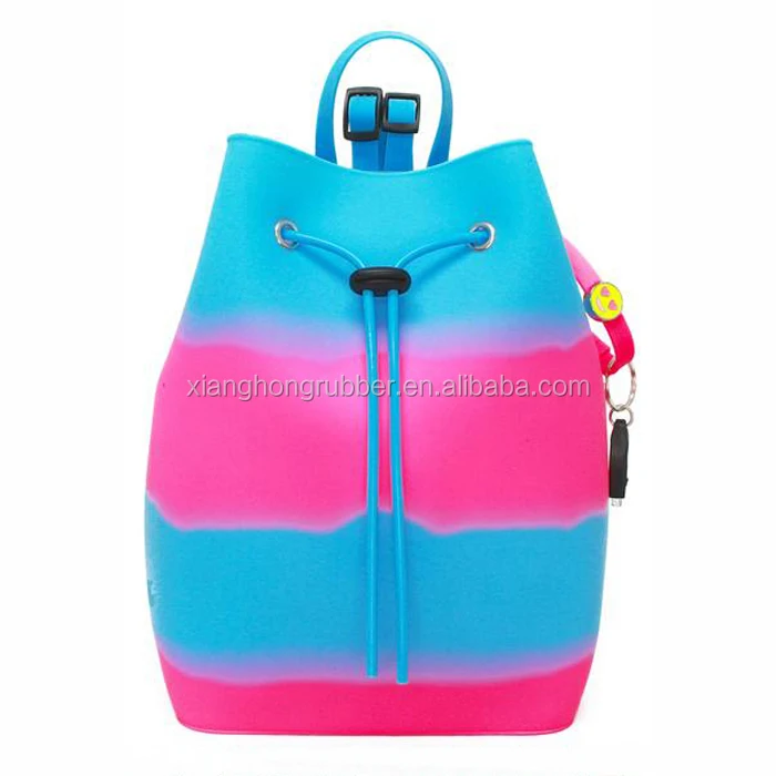 Hot Sale Gift Silicone Assorted Color Backpack Waterproof Drawstring Bucket Bag Girl Travel Beach Bag