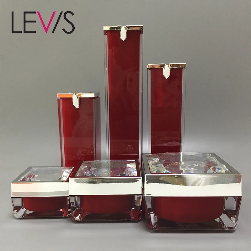 
Plastic red cosmetics acrylic pump jars packaging bottles makeup box set cosmetic 
