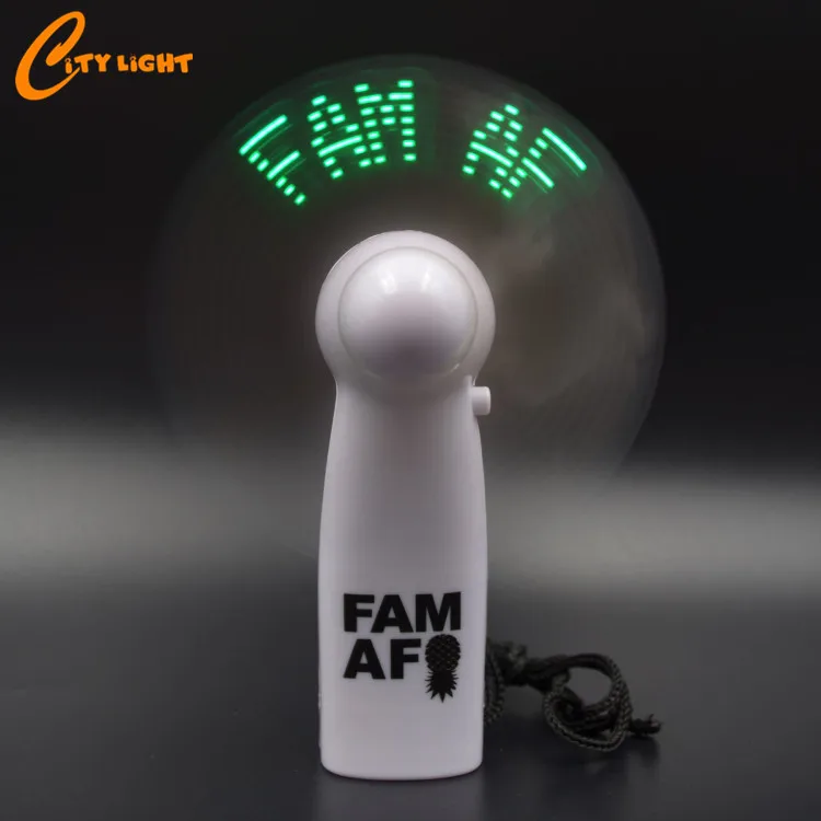 2020 Christmas Trade Assurance Programming Flashing Message Mini programmable led message handheld fan