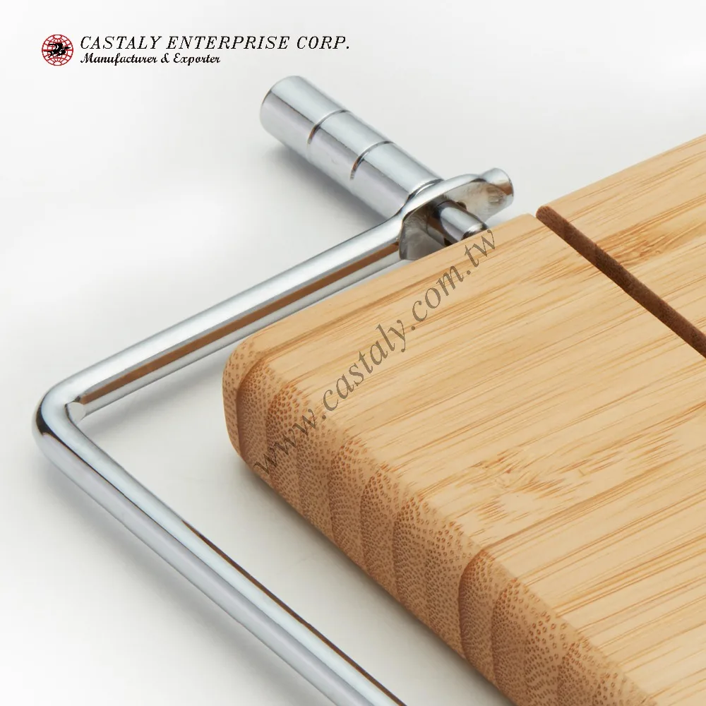 Convenient Kitchen Tools Cheese Cutting Board Stainless Steel Wire Bamboo Board With Cheese Slicer Blade