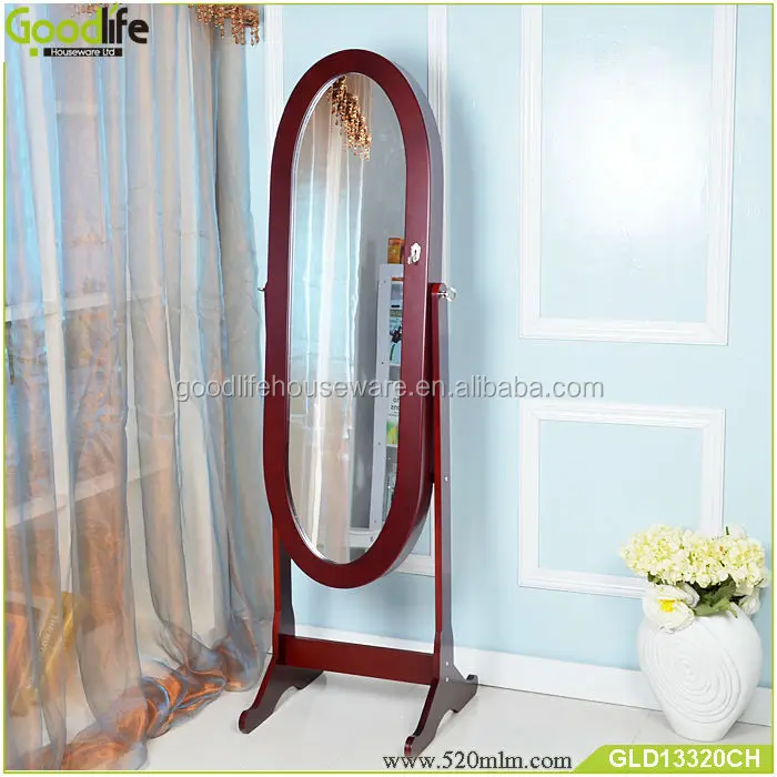 Full length oval shape vintage wooden mirror