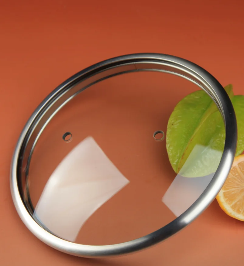 Stainless steel rim tempered float glass lid for cooking pot