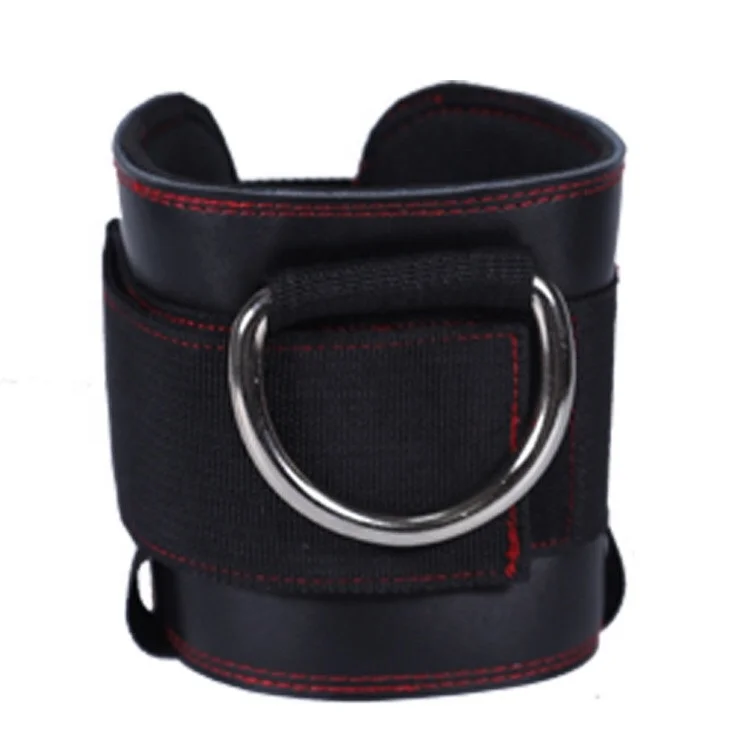 High quality leather gym sport strip ankle D ring straps for leg strength training