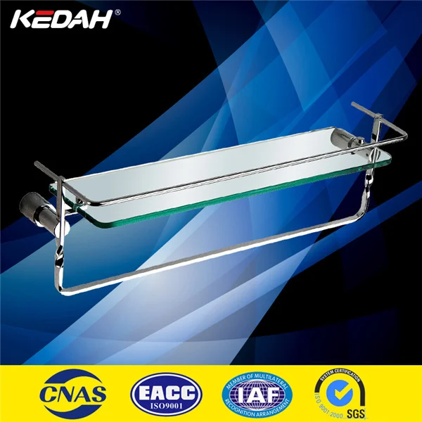 
adhesive glass wall mounted bathroom corner shelf with towel bar 