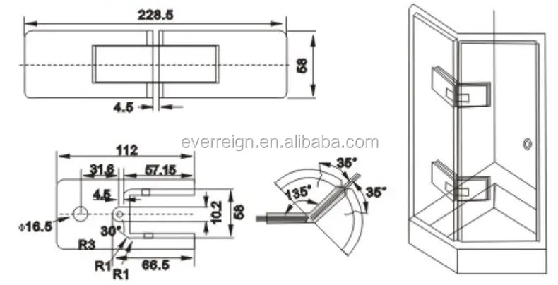 S630 Bathroom door hinge 135 degree 304stainless or brass material