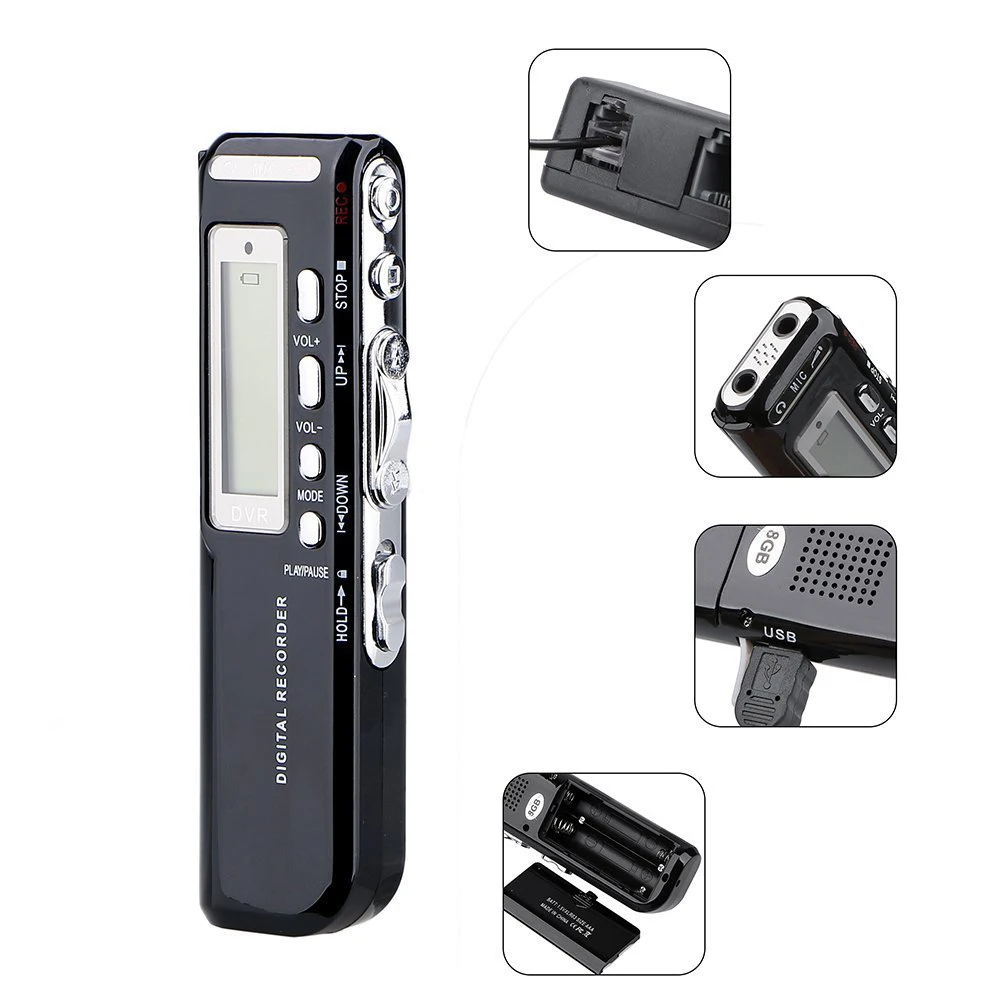 Multifunction LCD Screen Dictaphone 8GB MP3 Player Digital Voice Recorder