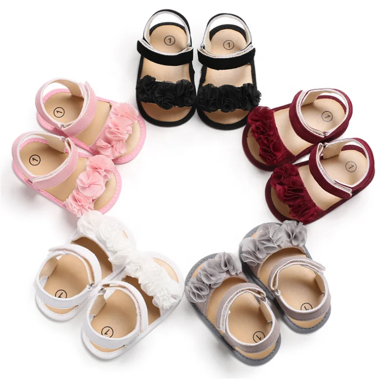 
Baby Girl Shoes Girl Sandals Flower Solid Color PU Leather Summer Cute Anti-slipping Beach Princess Sandals Party Girl Shoes 