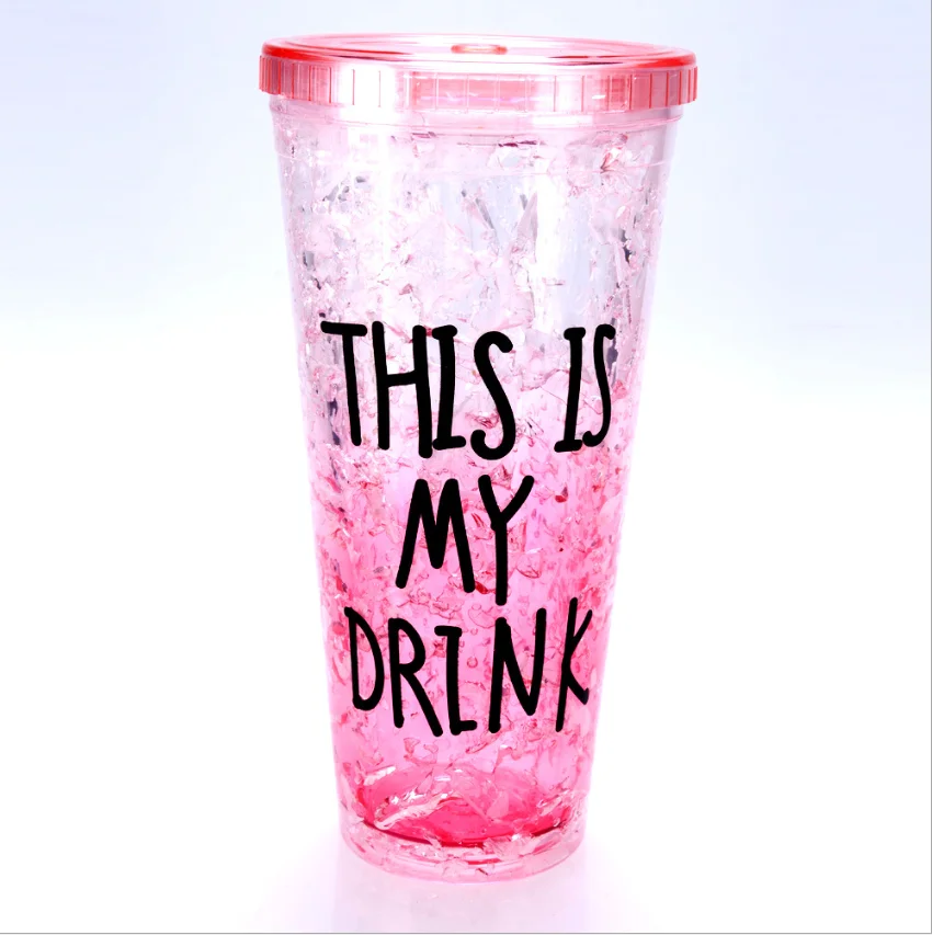 
2019 16oz BPA Free Plastic Double Wall Frosty Insulated Freezer Ice Beer Mug with Gel 