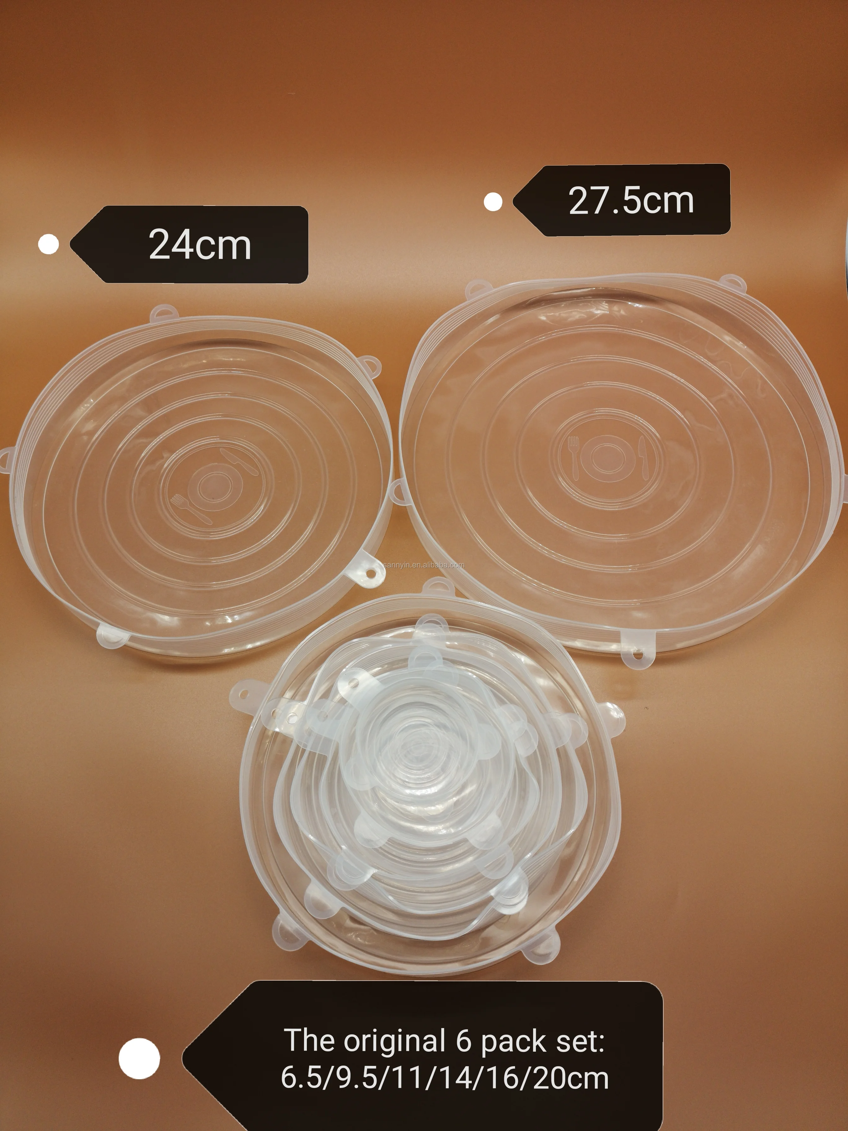 6/7/8 Pack New Designed Low MoQ Low Price Various Sizes Reusable and Durable No Spill No Slip  Cap Food Silicone Stretch Lids