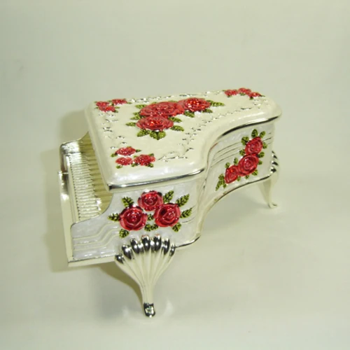 Fashion Piano Silver Enamel Metal Ring Box
