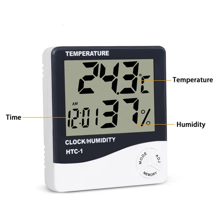 Indoor Weather Station Alarm Clock Temperature Humidity Multi LCD Digital Thermometer Hygrometer