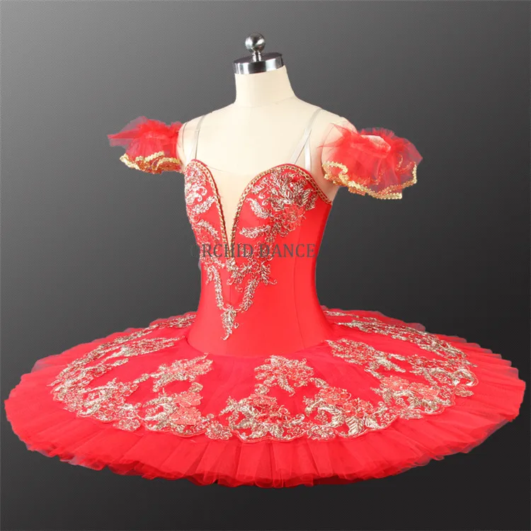 Professional Custom Size Girls Performance Wear Red Ballet Tutu Costume
