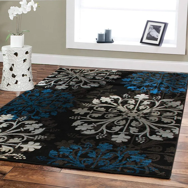 Luxury 5x8 Cream Blue Brown Black Area Rugs Modern Rug For Living Room